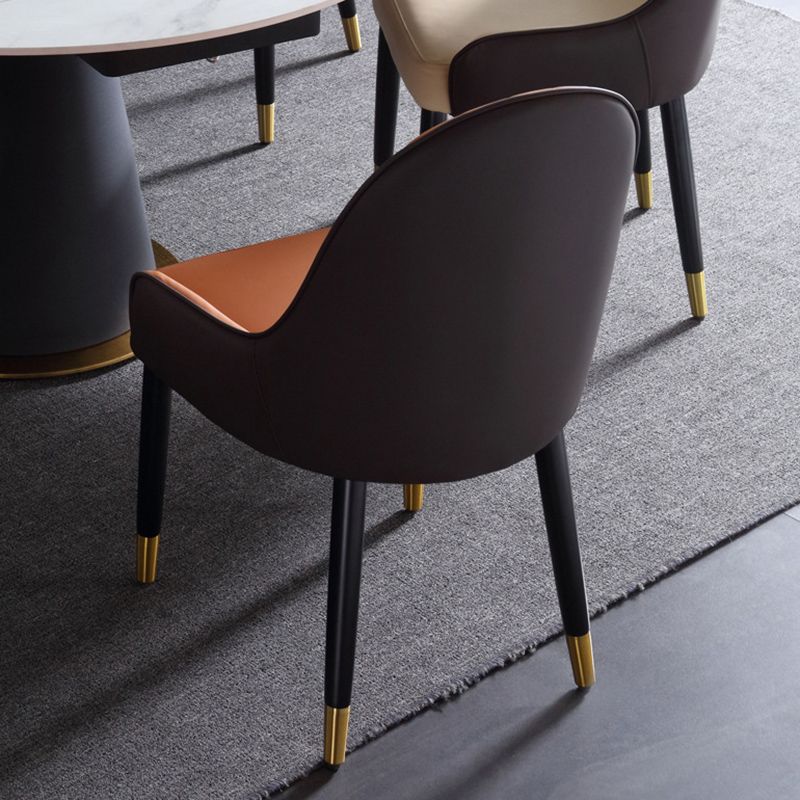 Glam Style Parsons Side Chair Leather Indoor Dining Chair for Living Room