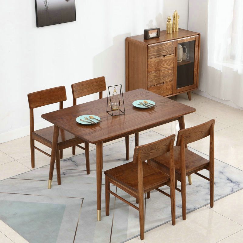 Mesa de comedor rectangular contemporánea Mesa de madera sólida de sándalo rojo con 4 patas