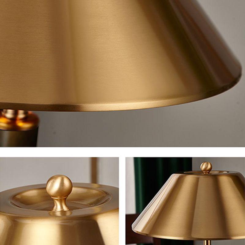 Cone Shaped Night Table Lamp Minimalist Style Metal Bedroom Table Light in Black