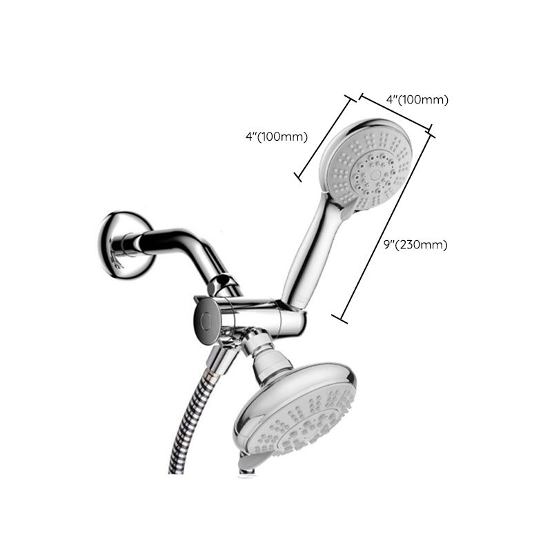 Silver Dual Shower Head with Diverter Adjustable Spray Pattern Wall-Mount Showerhead