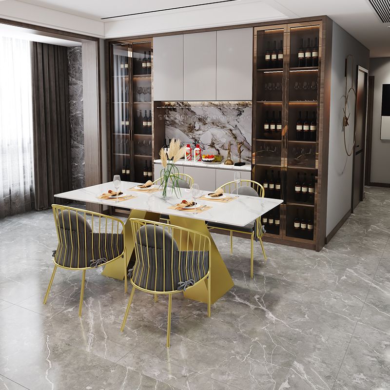 Nordic 1/5 Pieces Dining Set Rectangle Stone Dining Table for Kitchen Dining Room