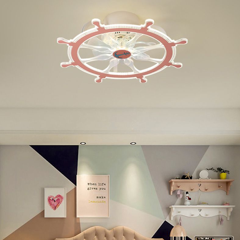 Ventilateur de navigation de voile unique Light Méditerranéen LED à LED Semi Flush For Room pour les enfants