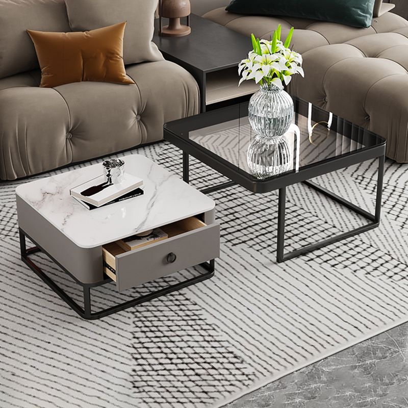 Frame Frame Coffee Table Glam Square Cocktail Table with Drawer