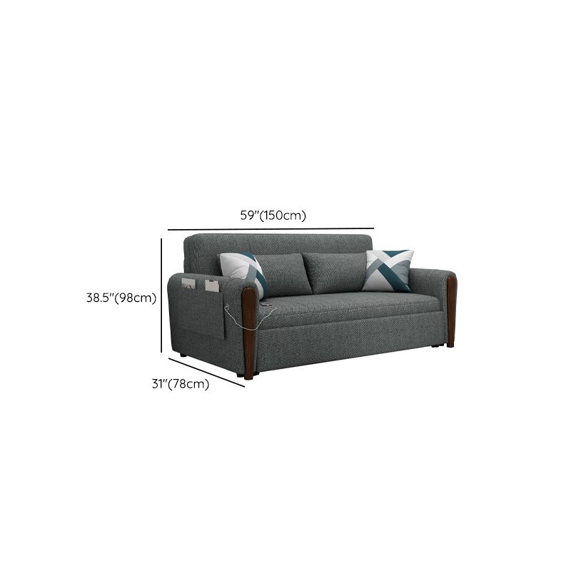 30.7" Wide Futon Sofa Bed with Storage Foldable Linen Gray Scandinavian