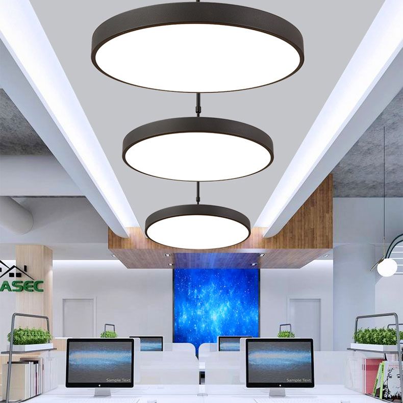 Metal Modern Simple Style Disc Shaped Led Pendant Decorative Lights for Office