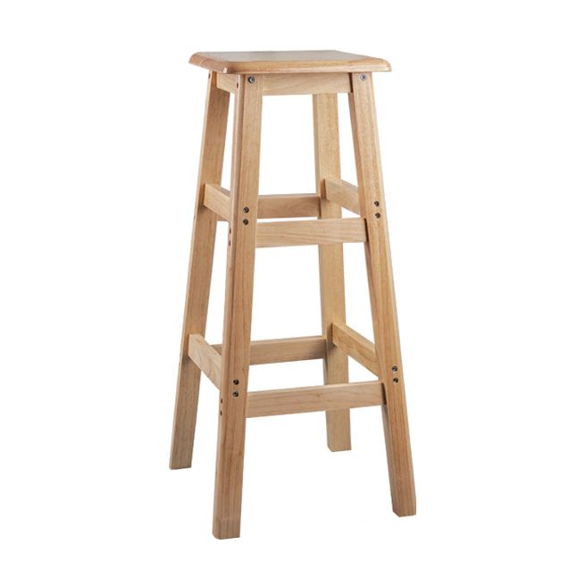 Contemporary Backless Square Seat Indoor Solid Wood Bar Stool