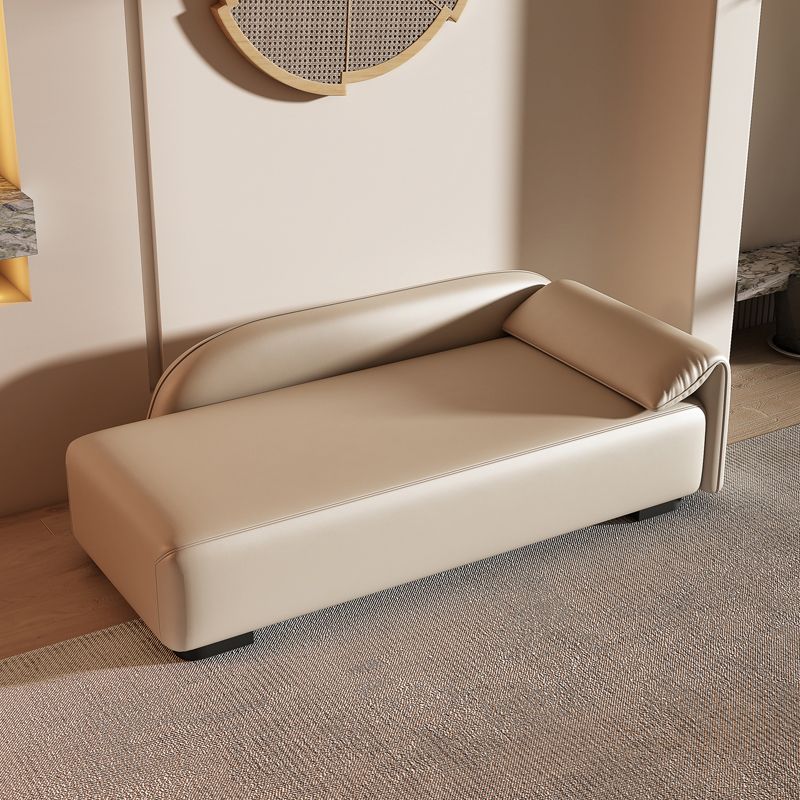 Scandinavian Upholstered Solid Color Genuine Leather One Armed Chaise