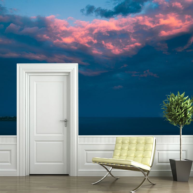 Contemporary Style Clean Sky and Cloud Mural Wall Covering for Living Room