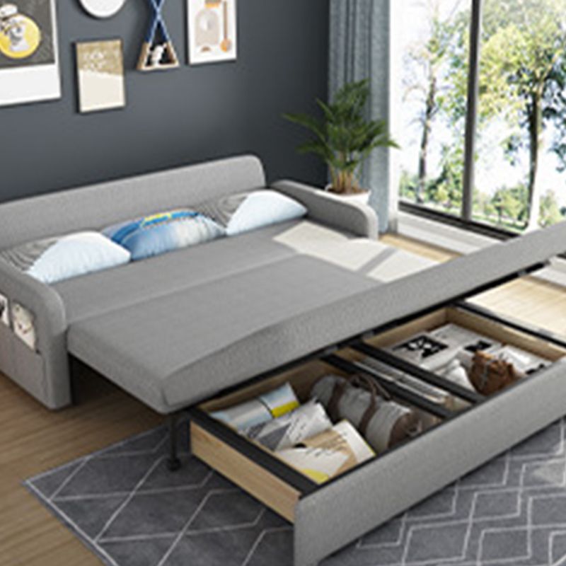 Linen Square Arm Sofa Bed 35.43" Wide  Contemporary Convertible Sofa