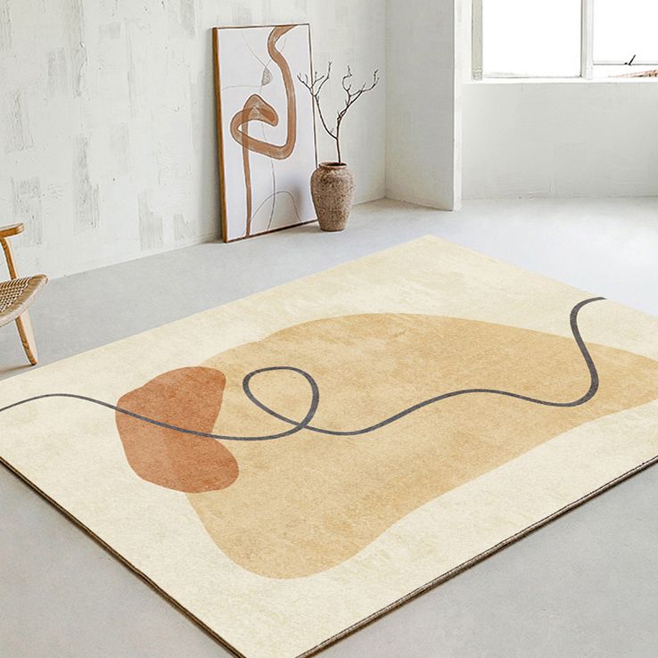 Orange Casual Rug Polyester Abstract Area Rug Non-Split Carpet for Living Room