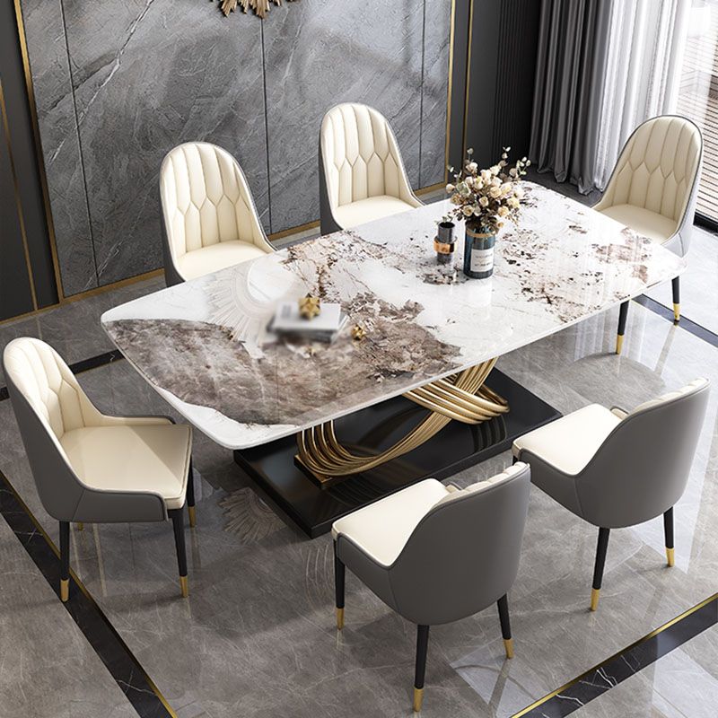 Nordic Glam Sintered Stone Dining Table Set 1/2/5/7 Pieces Dining Set for Home