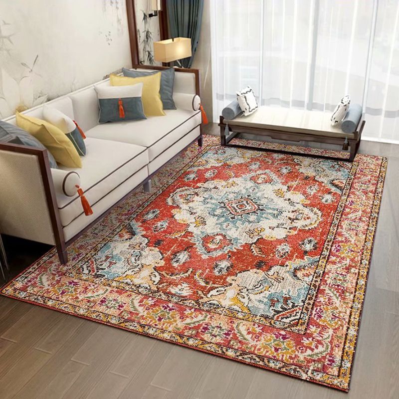 Chic Medallion Pattern Area Rug Grey Antique Area Carpet Non-Slip Backing Area Rug for Drawing Room