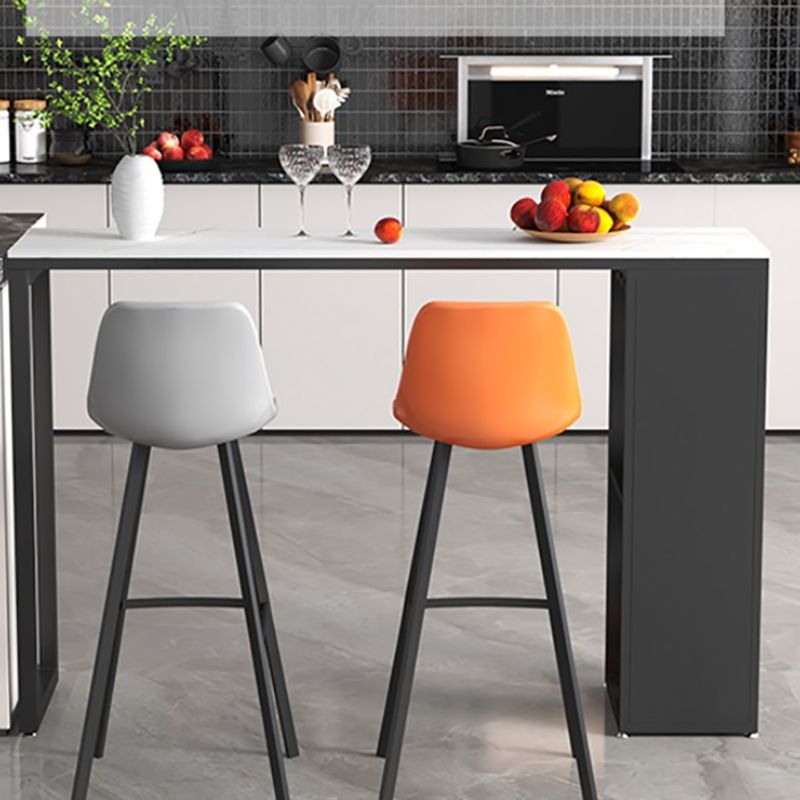 Industrial Stone Bar Counter Table Rectangle Bar Counter Table with Metal Legs for Kitchen