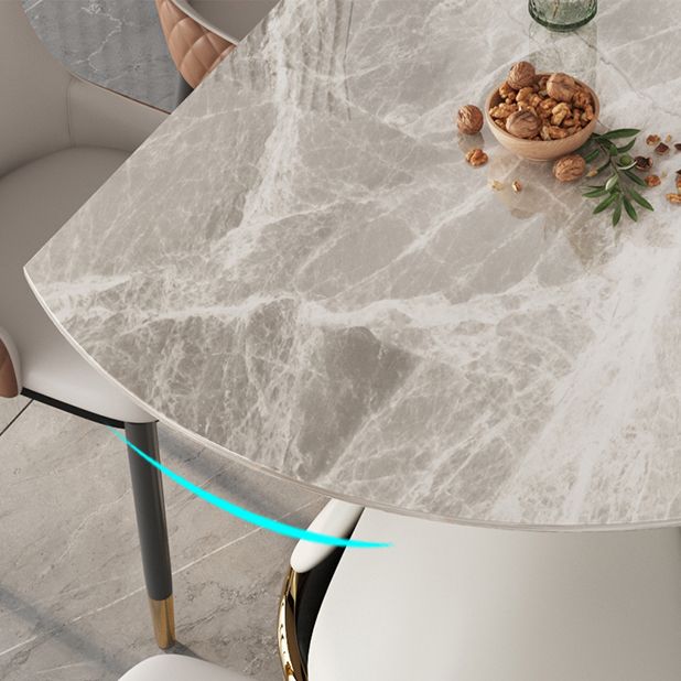 53'' Luxury Sintered Stone Dining Table Extendable Rectangle Table with Metal Pedestal