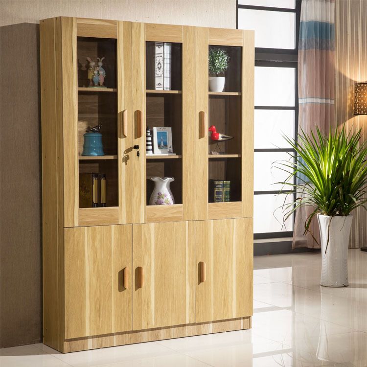Modern Bookcase Closed Back Engineered Wood Bookshelf with Doors