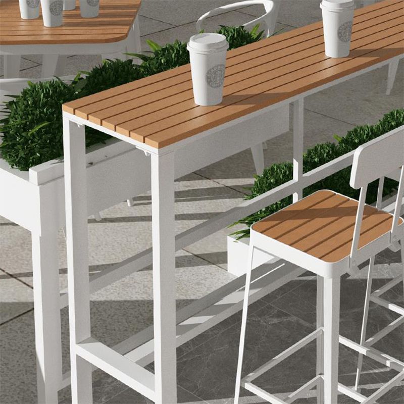 Contemporary Rectangle Bar Table Wood Bistro Bar Desk with Trestle Base