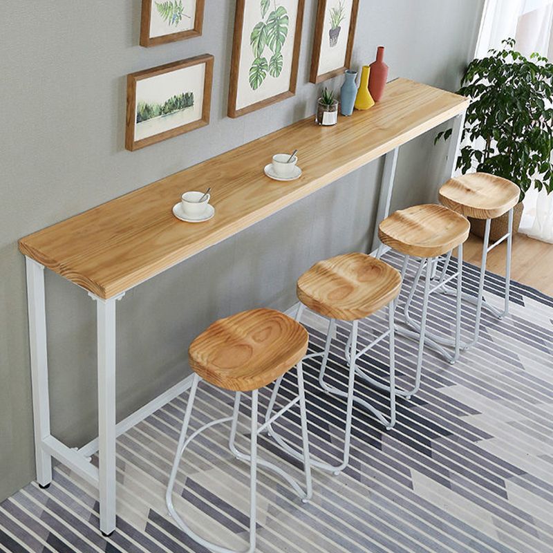 Industrial Style Rectangle Bar Table Solid Wood Fixed Bistro Bar Desk