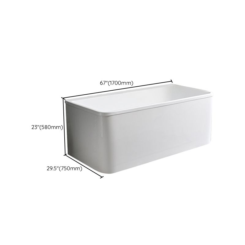 Back to Wall Soaking Bathtub Modern Rectangular Antique Finish Bath Tub