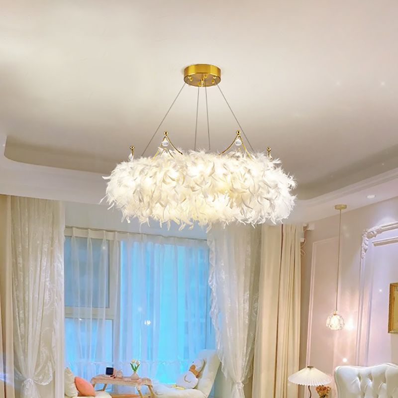 Lampade per lampadari a corona Lampada lampada bianca moderna a testa multipla con tonalità di piuma