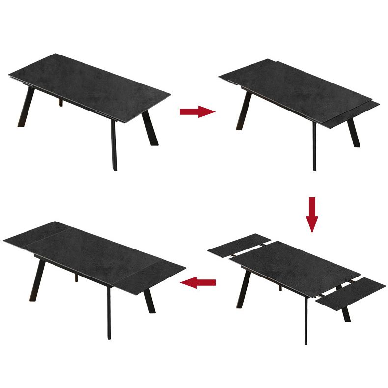 Modern de comedor plegable Juego de piedra sinterizada rectángica con 4 patas base de mesa de cocina formal