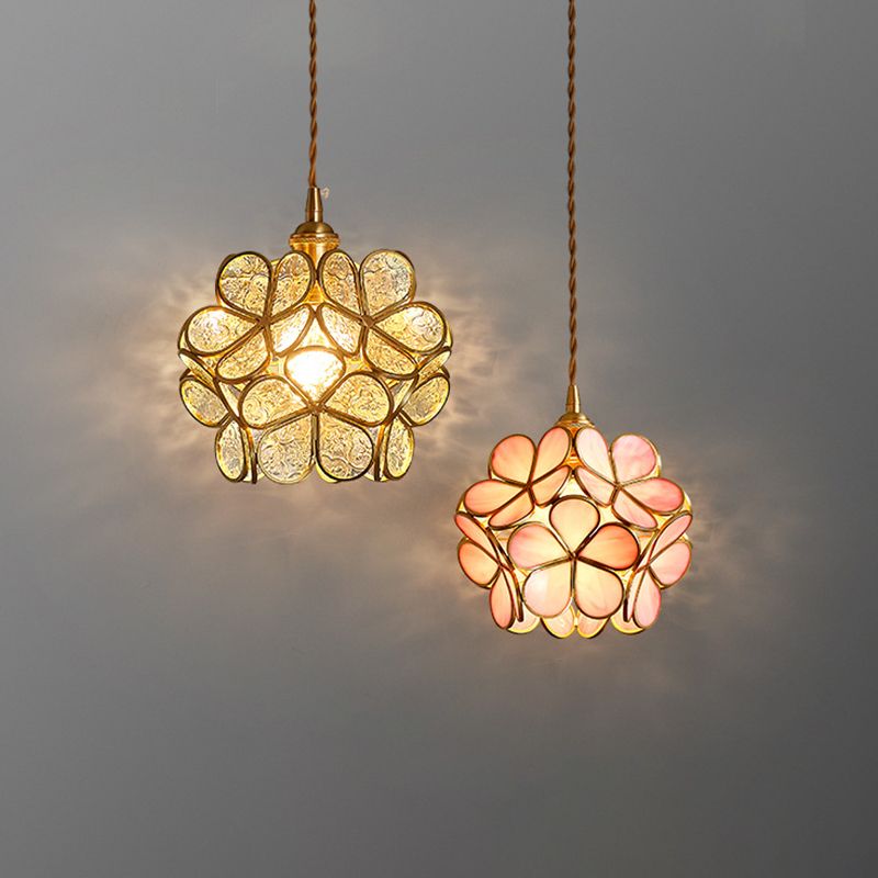 Lampada del soffitto in vetro petalo 1 leggero luce a sospensione vintage per camera da letto