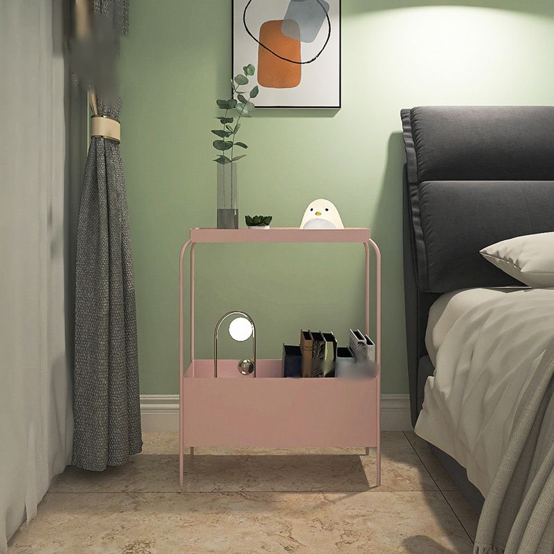 26'' Tall Metal Nightstand Iron Open Storage 1-Shelf Modern Legs Included Bed Nightstand