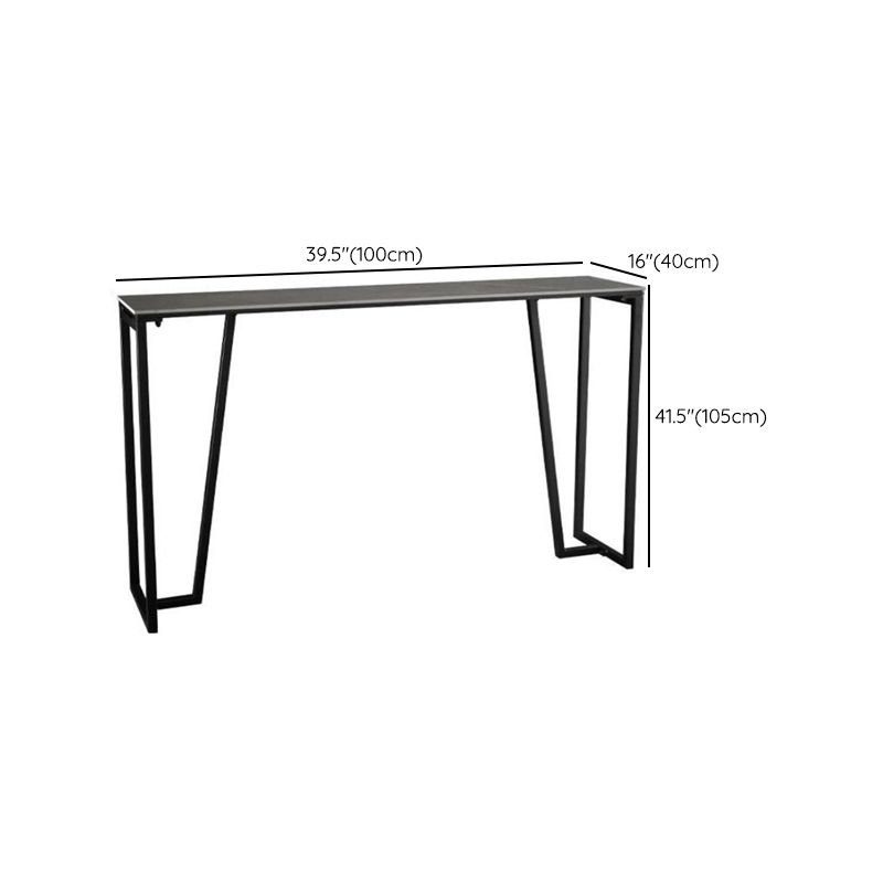 Contemporary Rectangle Bar Height Table Iron and Stone Indoor Bar Dining Table