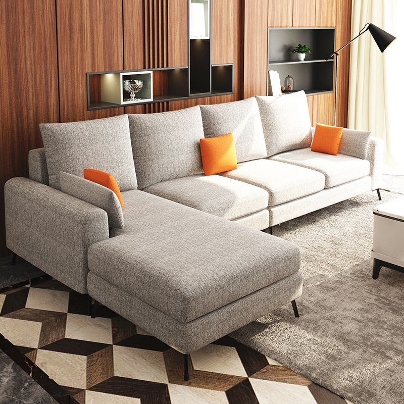 33.46" Tall Modern Linen Sectional/Sofa with Pillowed Back Cushions