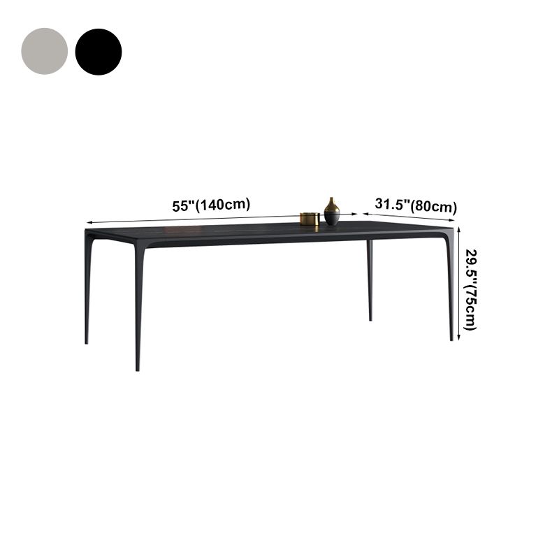 Rectangle Sintered Stone Dining Table Industrial Style 4 Legs Base Table for Home