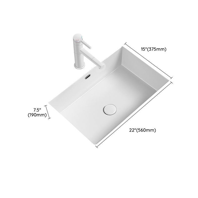 Modern Undermount Bathroom Sink Porcelain with Overflow and Faucet Basin Sink