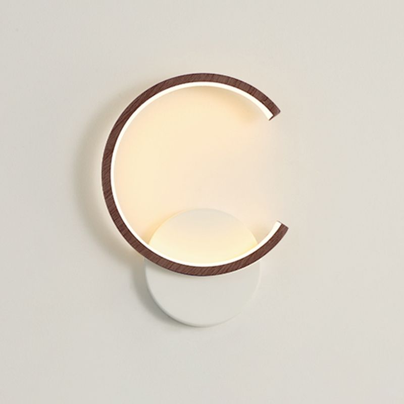 Modern Simple Wall Light Circle Shape Wood Grain Wall Lamp for Living Room