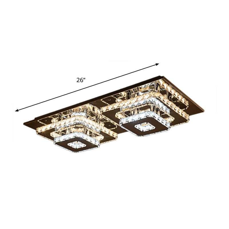 LED de techo cuadrado LED cromado Flush Minimalista Bloque de cristal Montaje de montaje Luz de montaje