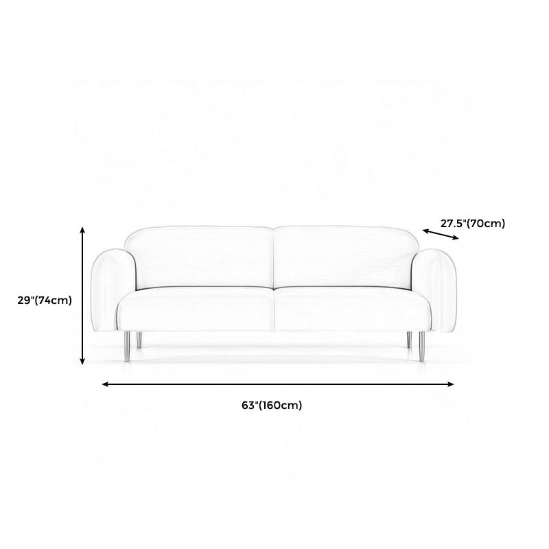Modern Round Arm Standard Sofa 2/3-seater Metal Legs Sofa for Living Room