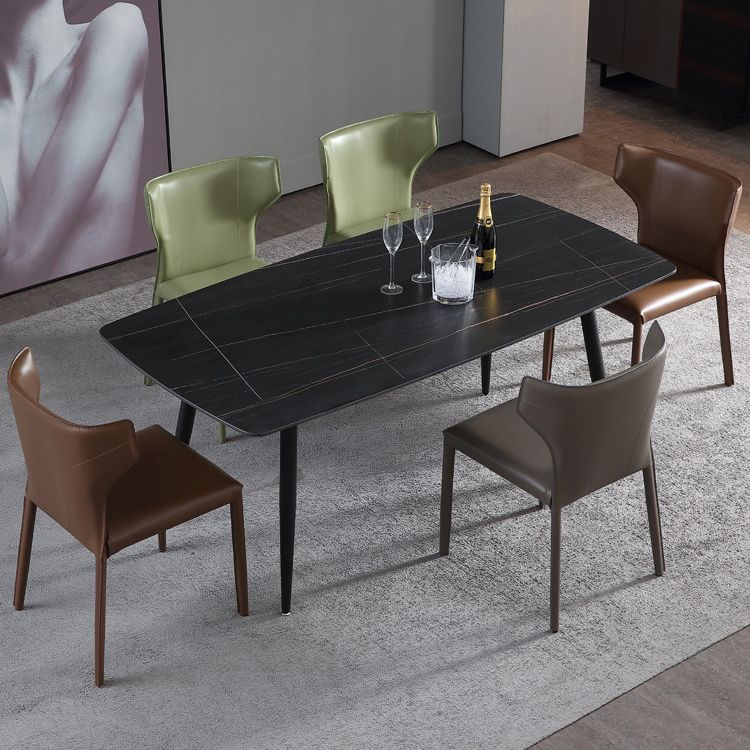 Chaise de salle à manger contemporaine en simili cuir, finition métallique, chaise d'appoint à oreilles