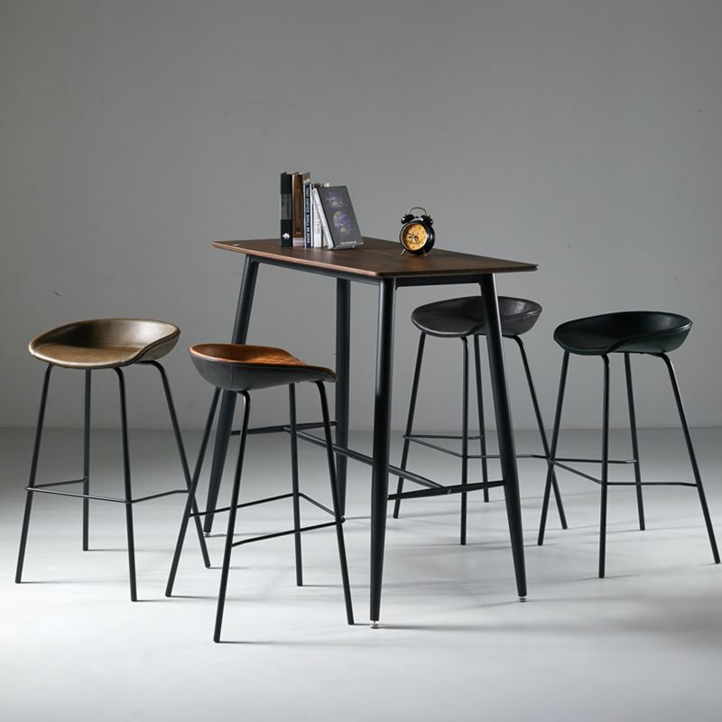 Scandinavian Bucket Seat Bar Stools Faux Leather Low Back Barstool