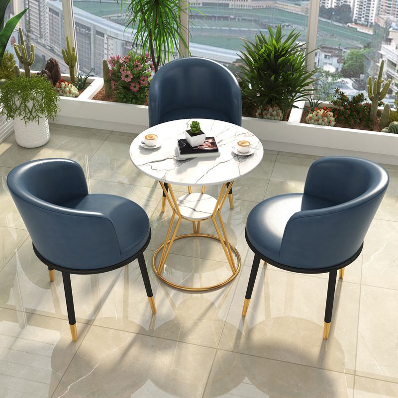 White Stone Top Dining Table Set 1/2/4 Pieces Modern Dinette Set