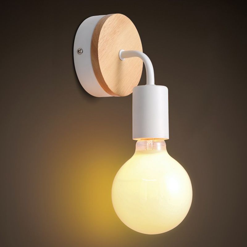 1 Light Geometric Wall Mounted Light Fixture Modern Style Wood Wall Sconce Lights