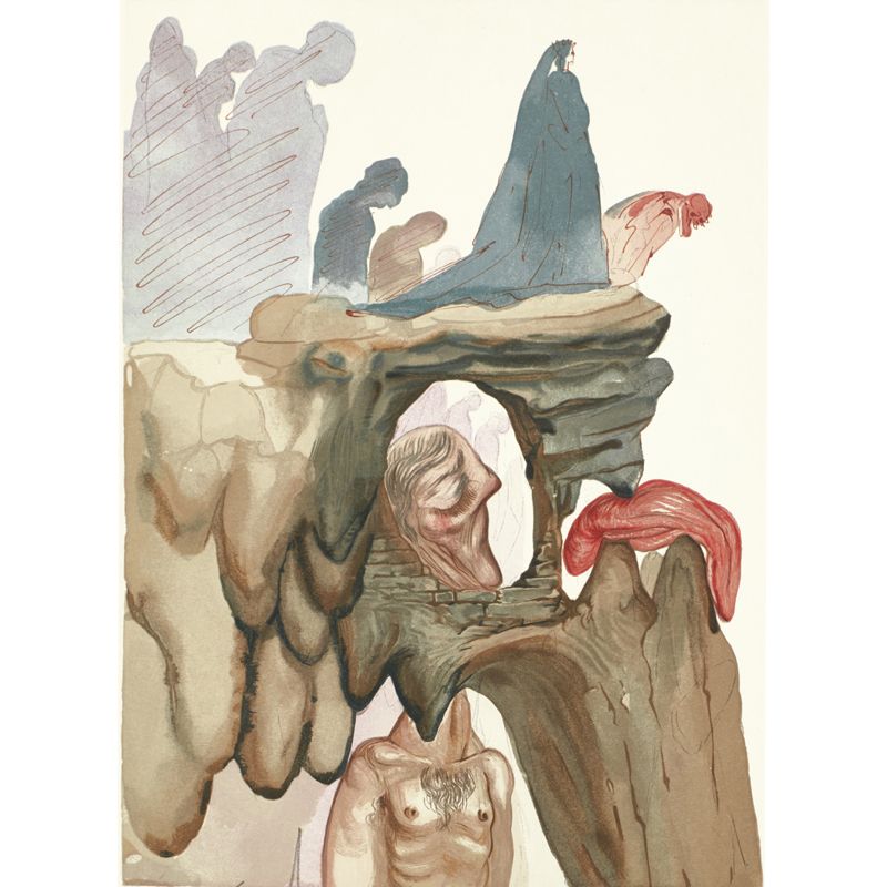 Big Christian Wall Mural Surrealistic Inspiring Praying on the Cliff Wall Decor in Blue