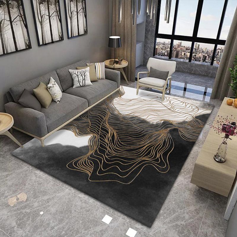 Modern Area Carpet Simple Abstract Print Indoor Rug Polyester Stain Resistant Carpet for Home Decor