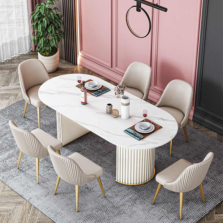 Oval Stone Dining Room Collection Traditional Luxury Home Furniture for Indoor