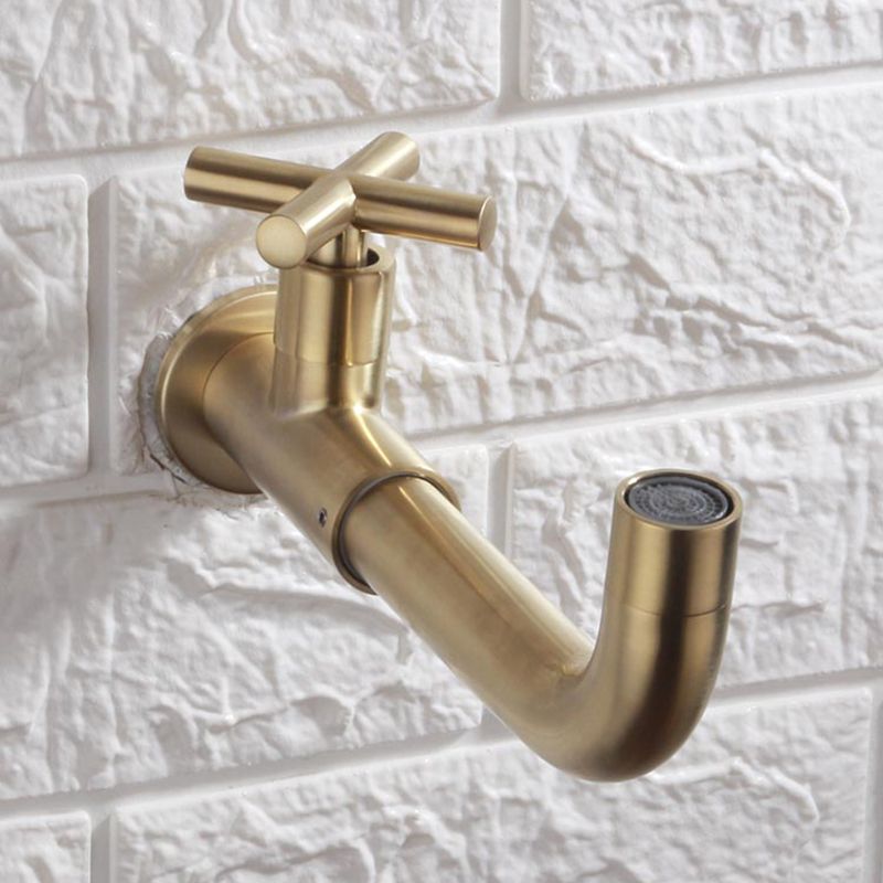 Contemporary Wall Mounted Bathroom Faucet Cross Handle Solid Brass Faucet
