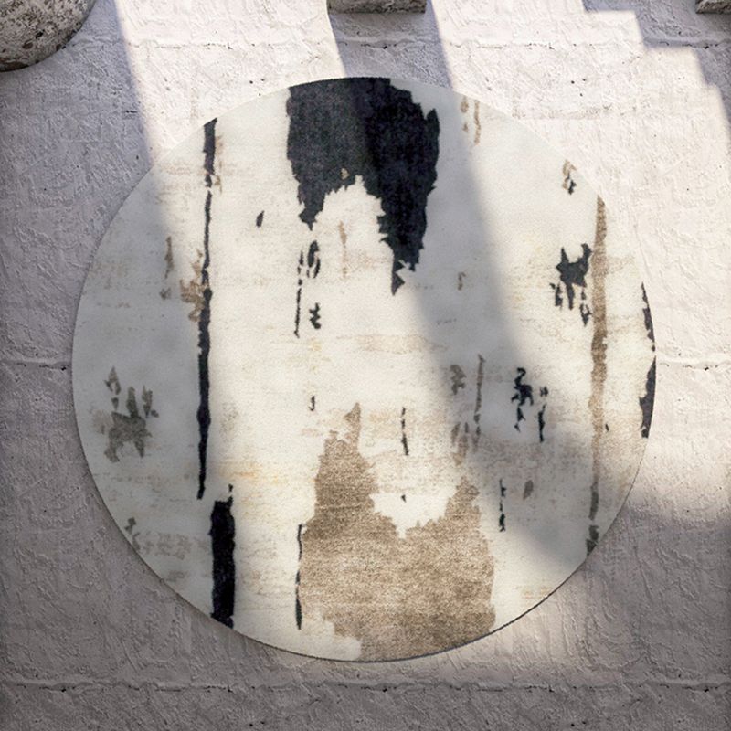 Fancy Modern Area Rug Beige Tie-Dye Pattern Polyester Area Carpet Non-Slip Rug for Living Room