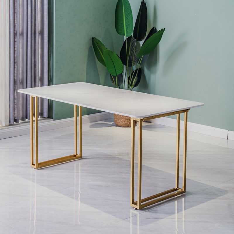 Mesa de comedor con pedestal doble, muebles rectangulares de lujo tradicionales