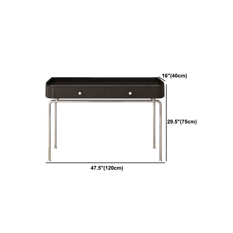 Glam Makeup Vanity Set with Glass Top, Black Vanity Dressing Table Set