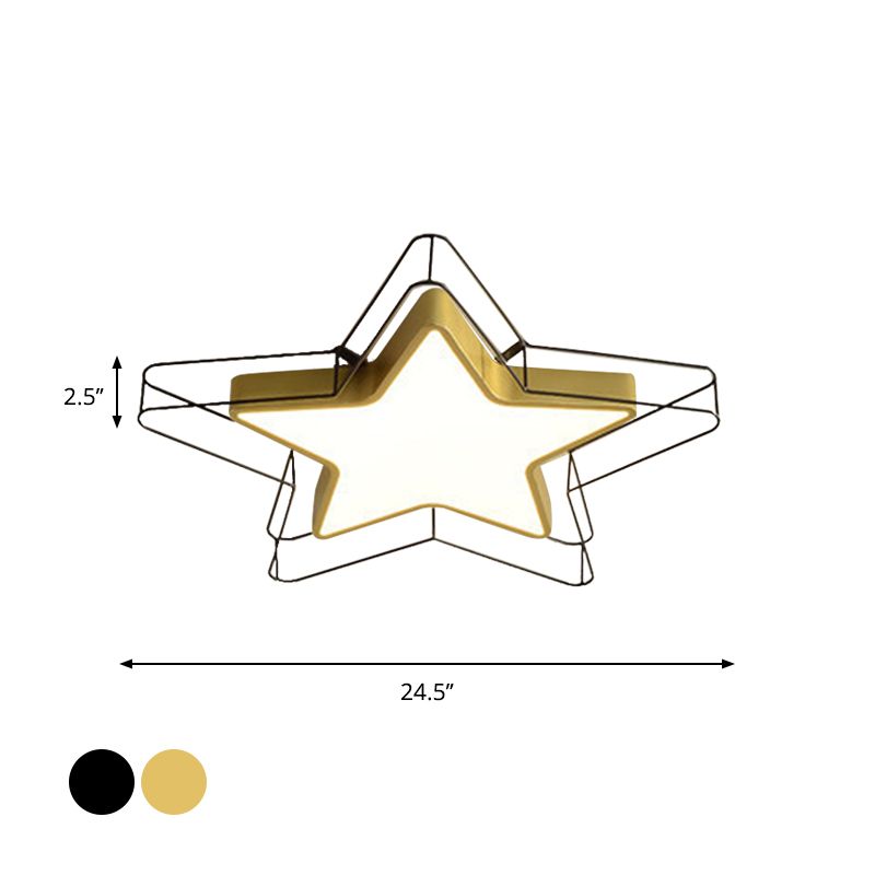 Noir / or pentagramme cage encastré lumière chambre à coucher moderne LED acrylique plafonnier