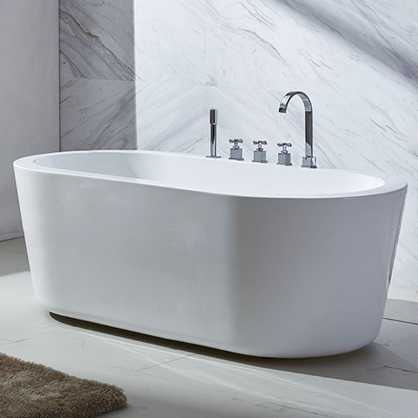 Modern Oval Stand Alone Bath Back to Wall Acrylic Soaking Bathtub