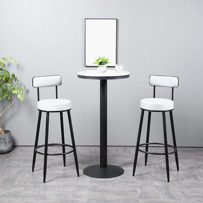 Industrial Metal Barstool Faux Leather Cushion Low Back Counter Stool with Legs for Home