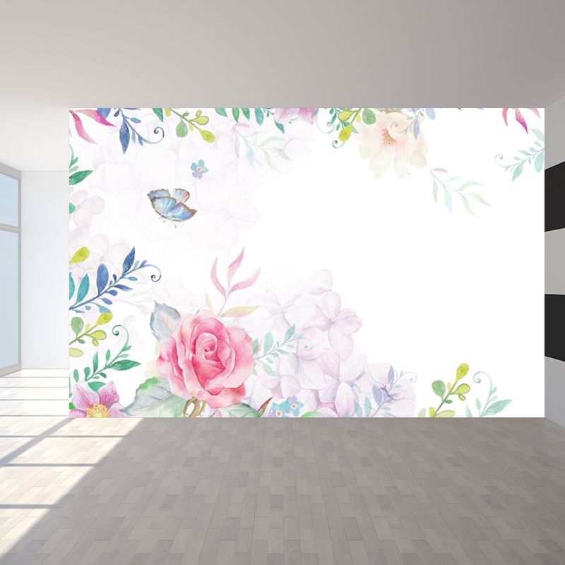 Flower Pattern Wall Mural Modern Decorative Dining Room Wall Covering, Custom Printed