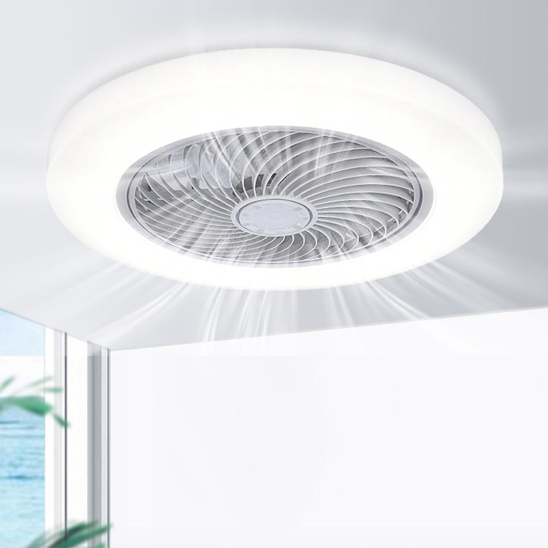 Acryl weiße LED -Deckenventilatoren im modernen prägnanten Stil Eisen kreisförmiger Flush -Mount für Schlafzimmer