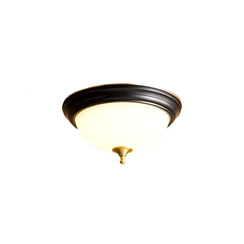 Brass Geometric Ceiling Fixture Traditional Frosted Glass Flush Mount for Corridor